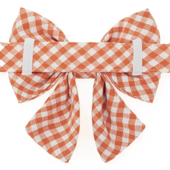 Cider Gingham Dog Bow