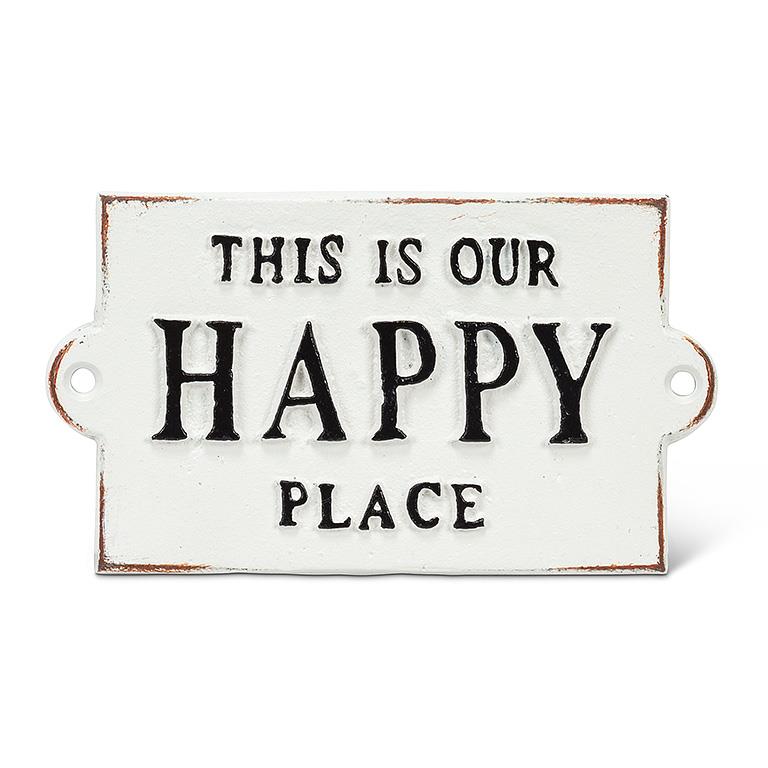 Cast Iron Happy Place Sign, 5.5"