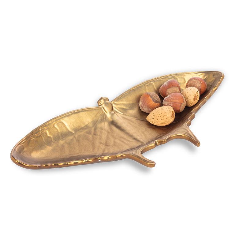 Ceramic Matte Gold Butterfly Dish