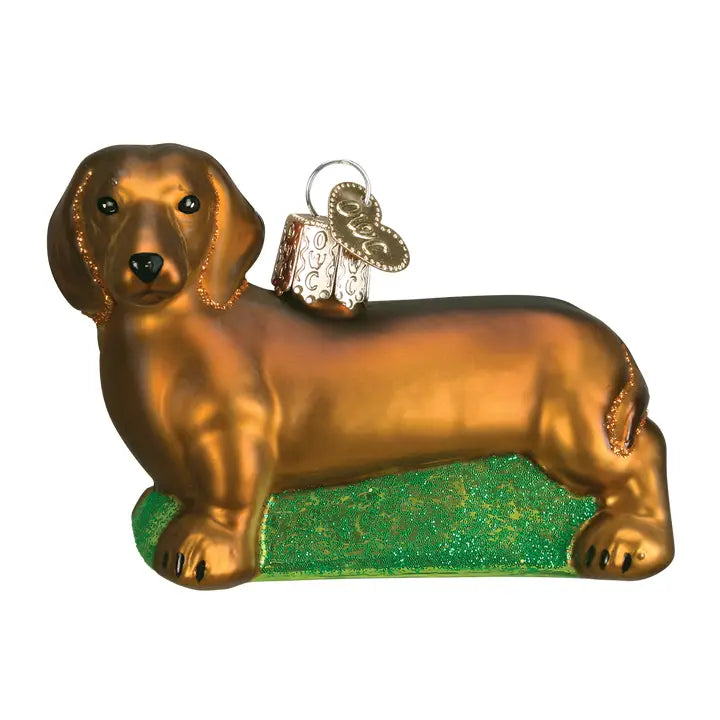 Handcrafted Dachshund Glass Christmas Ornament