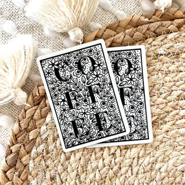 Clear Coffee Floral Sticker, 3x2