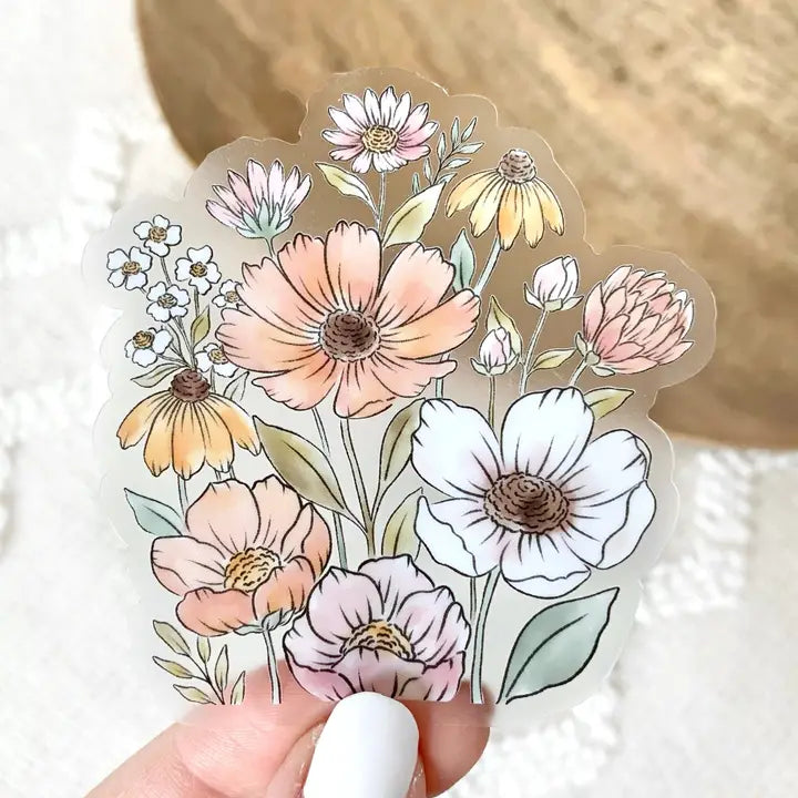Clear Wildflower Bunch Sticker, 3"