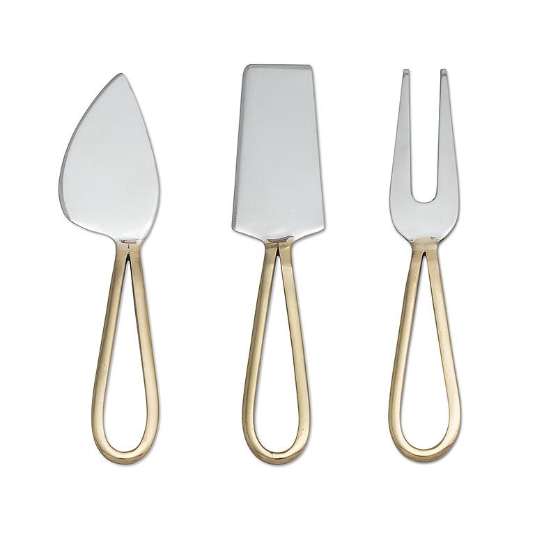 Loop Handled Brass + Stainless Cheese Tools, Set of 3