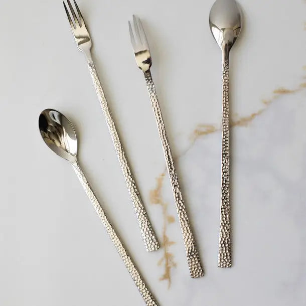 Hammered Stainless Steel Serving Utensils