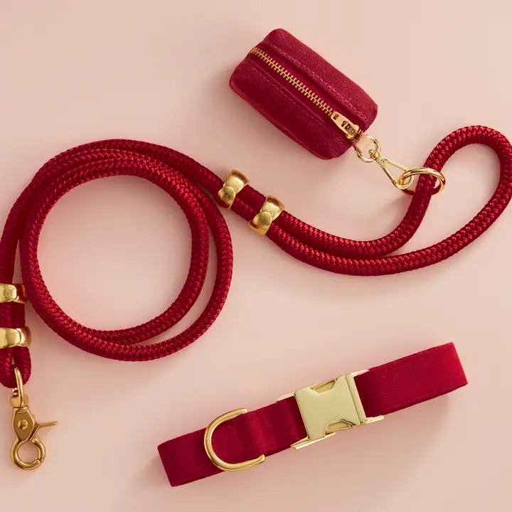 Wine Waxed Canvas Dog Poop Bag Dispenser