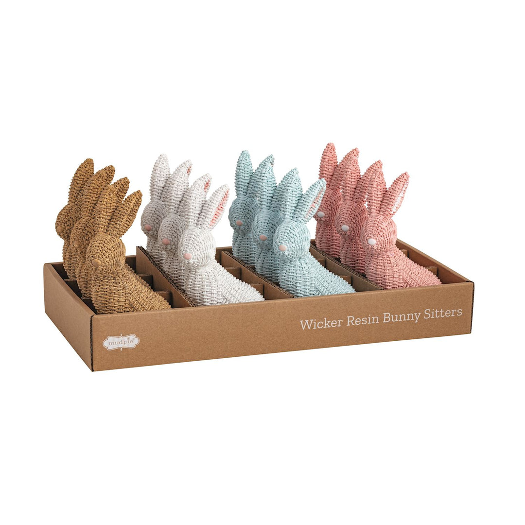 Hand-Painted Wicker Style Resin Bunny