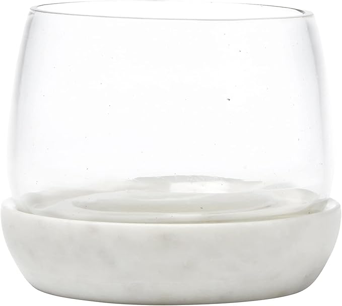 Glass Serving Bowl with Marble Base, 6"