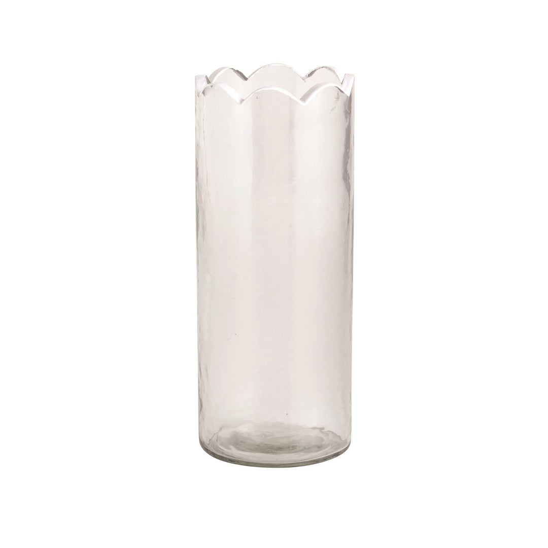 Scalloped Glass Bud Vase, Hand-Painted Rim