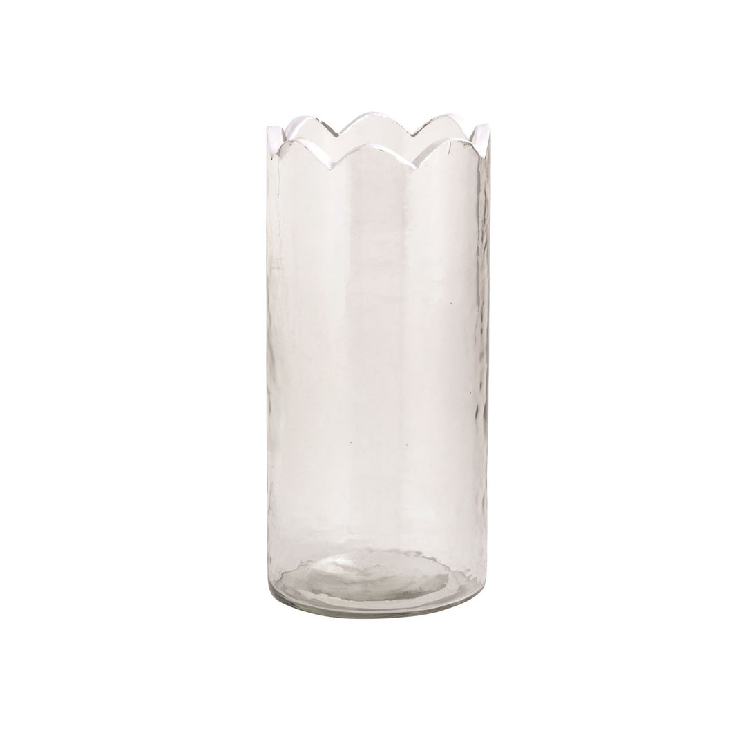 Scalloped Glass Bud Vase, Hand-Painted Rim