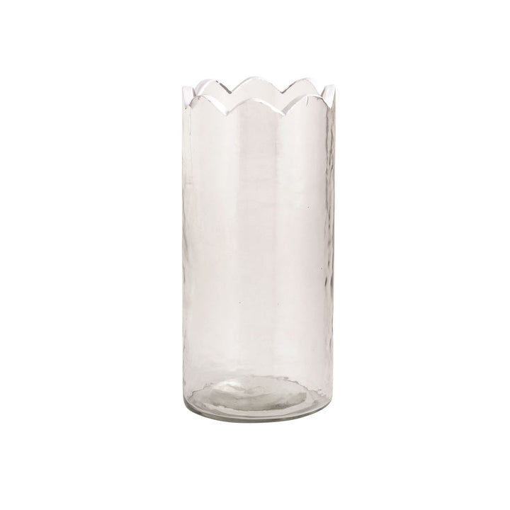 Scalloped Glass Bud Vase, Hand-Painted Rim
