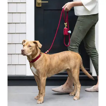 Wine Waxed Canvas Dog Poop Bag Dispenser