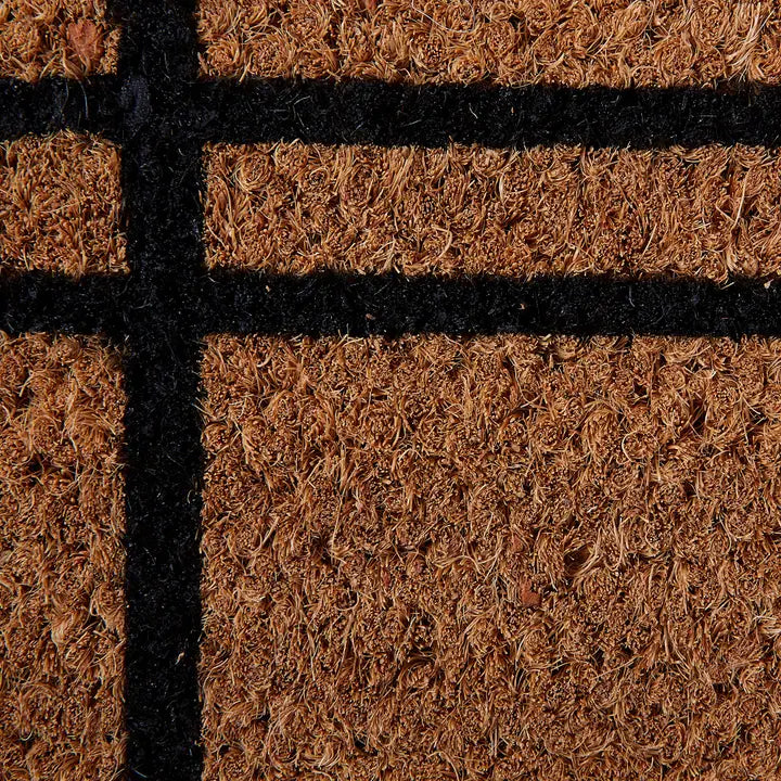 Black Farmhouse Plaid Natural Coir Doormat, 18" x 30"