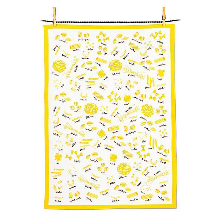 Yellow Types of Pasta Tea Towel