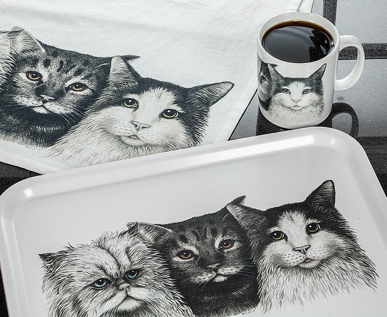 3 Cats Tea Towel