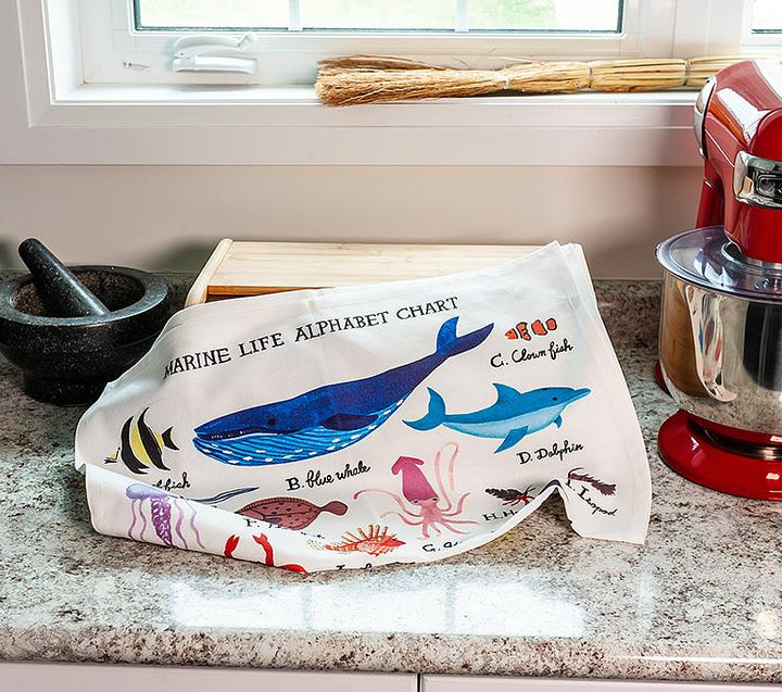 Marine Life Alphabet Tea Towel