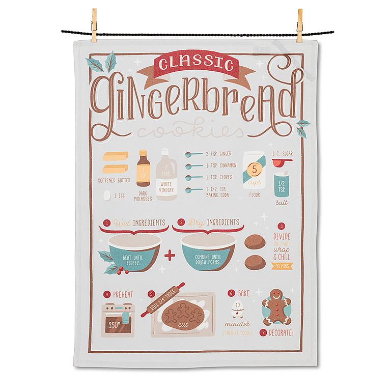 Classic Gingerbread Recipe Tea Towel