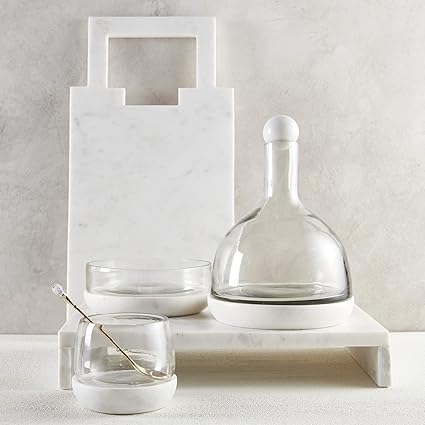 Glass Serving Bowl with Marble Base, 6"