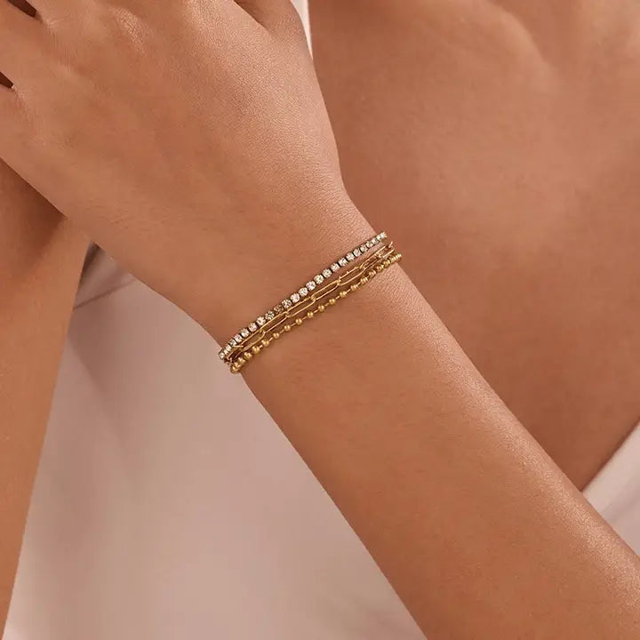 Tarnish-Free Layered Rhinestone Bracelet