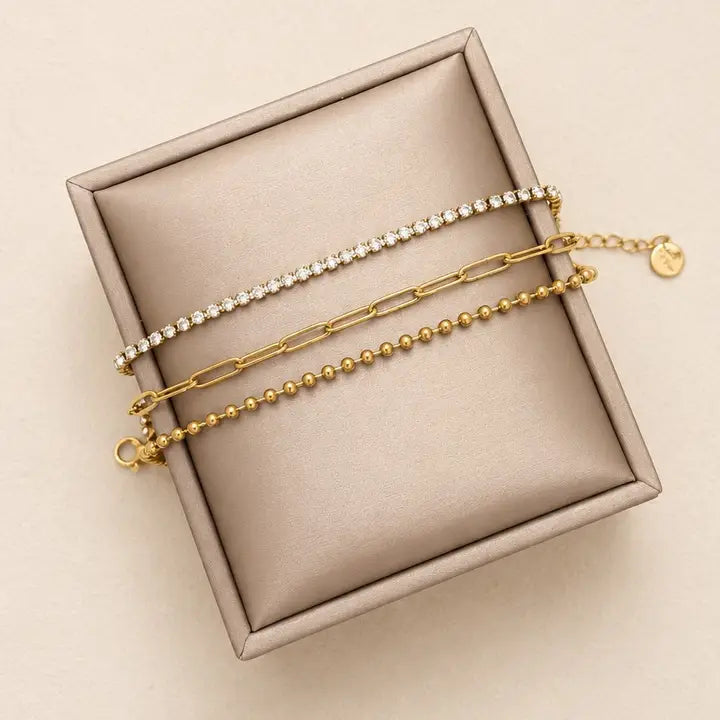 Tarnish-Free Layered Rhinestone Bracelet