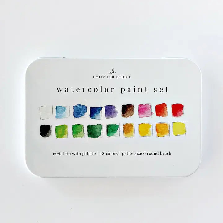 18-Color Watercolor Paint Set with Brush &amp; Mixing Palette