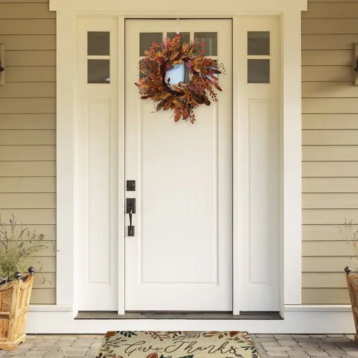 Give Thanks Fall Floral Coir Doormat, 18" x 30"