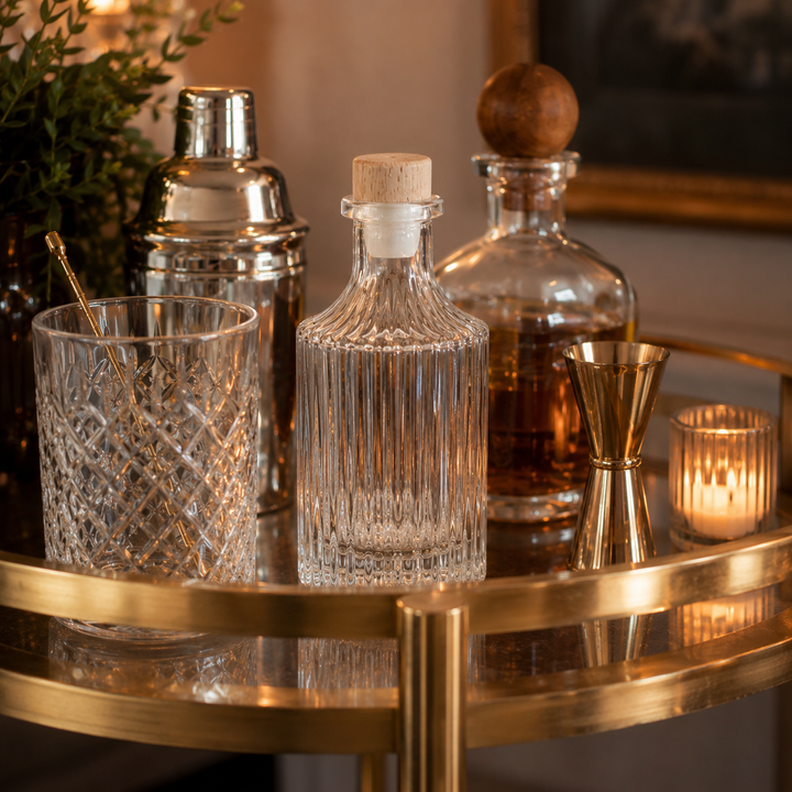 8 oz Fluted Bottle + Wooden Lid
