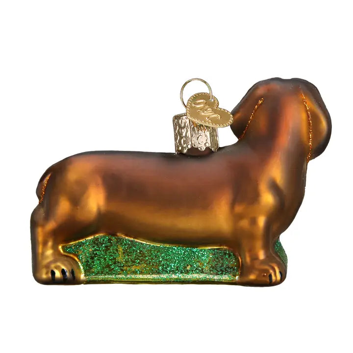 Handcrafted Dachshund Glass Christmas Ornament