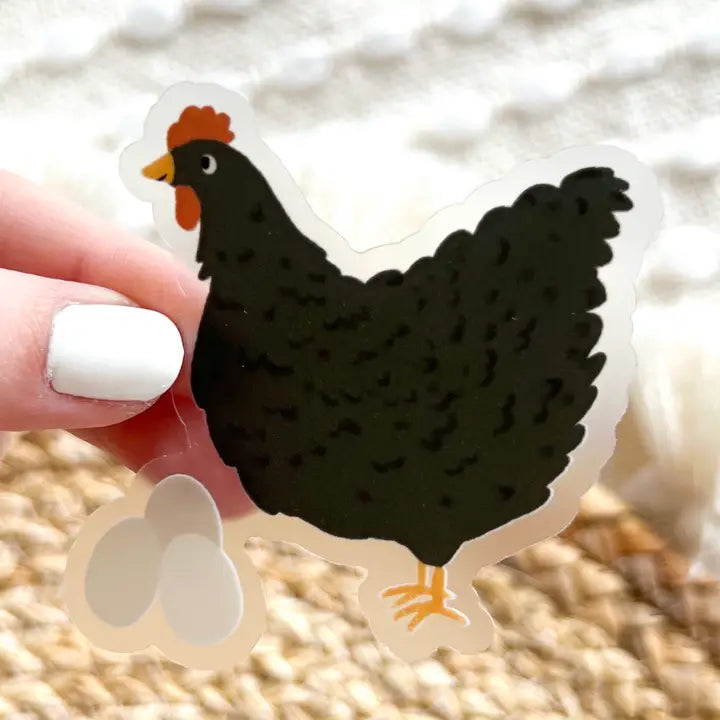 Clear Hen Sticker, 2.75"
