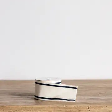 Cream Woven Ribbon with Black Edge