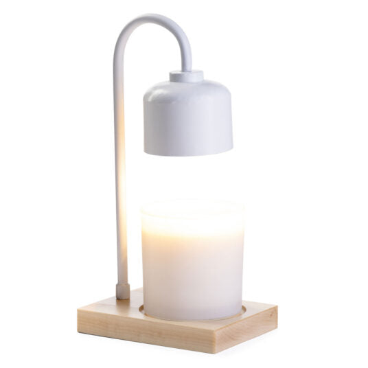 Arched Lamp Candle Warmer White with Wood Base