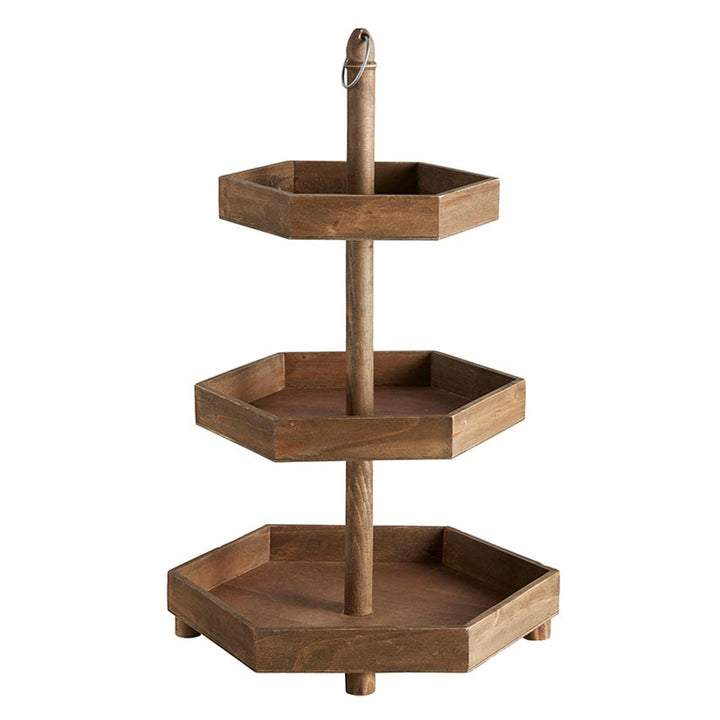 Wooden 3-Tier Hexagon Stand