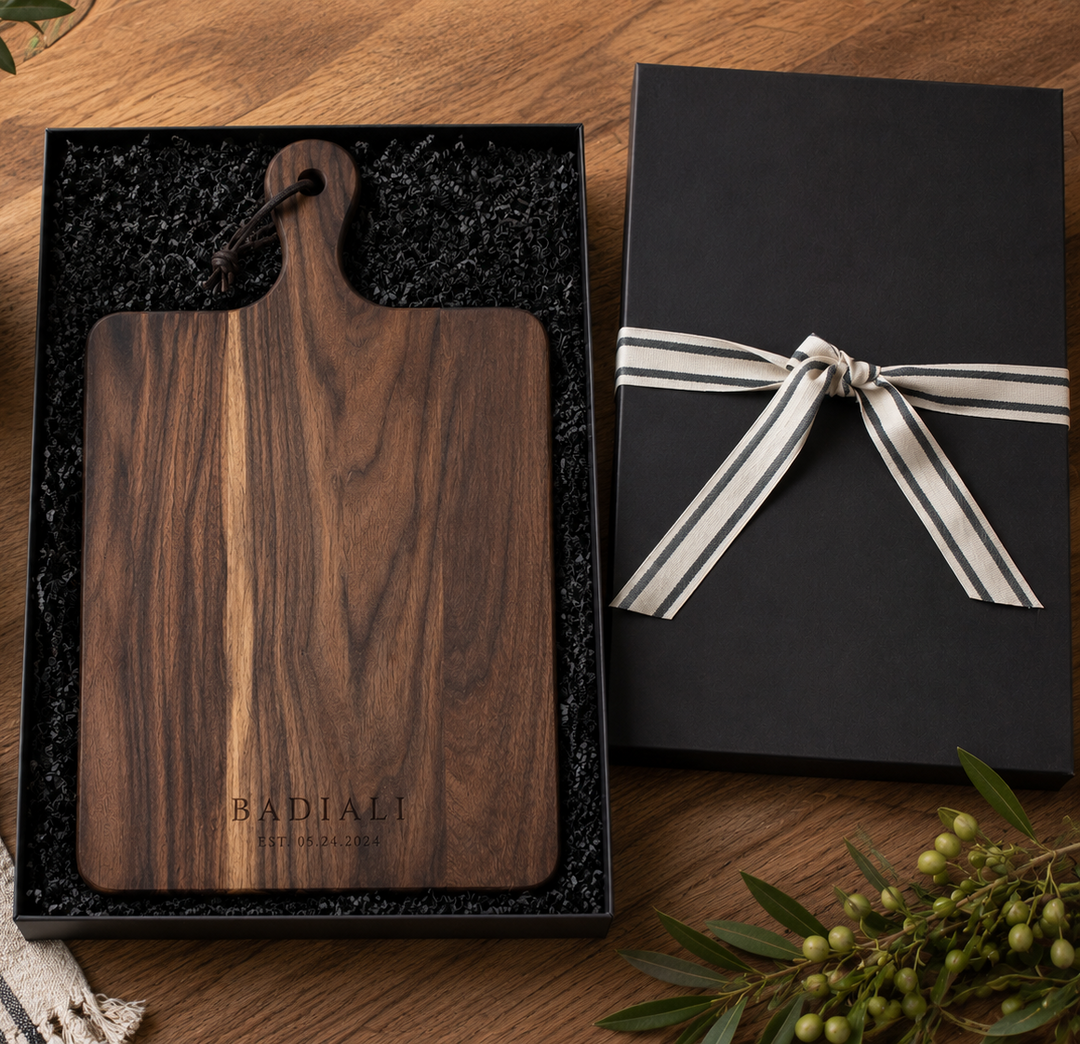 Personalized Black Walnut Charcuterie Board Gift Set