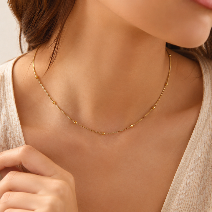 Waterproof Gold Ball Chain Necklace