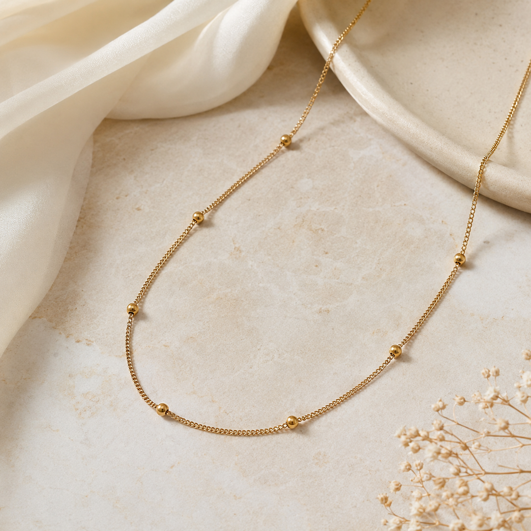 Waterproof Gold Ball Chain Necklace