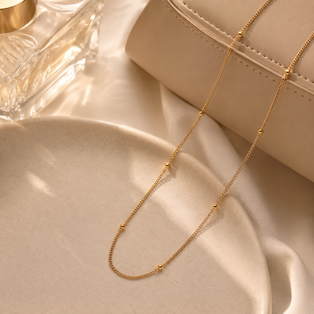 Waterproof Gold Ball Chain Necklace