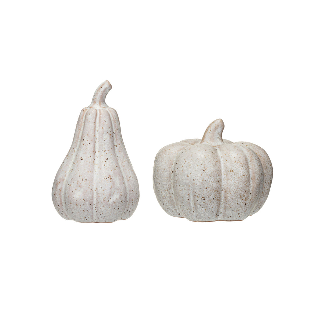 Stoneware Pumpkin with Reactive Glaze, Cream