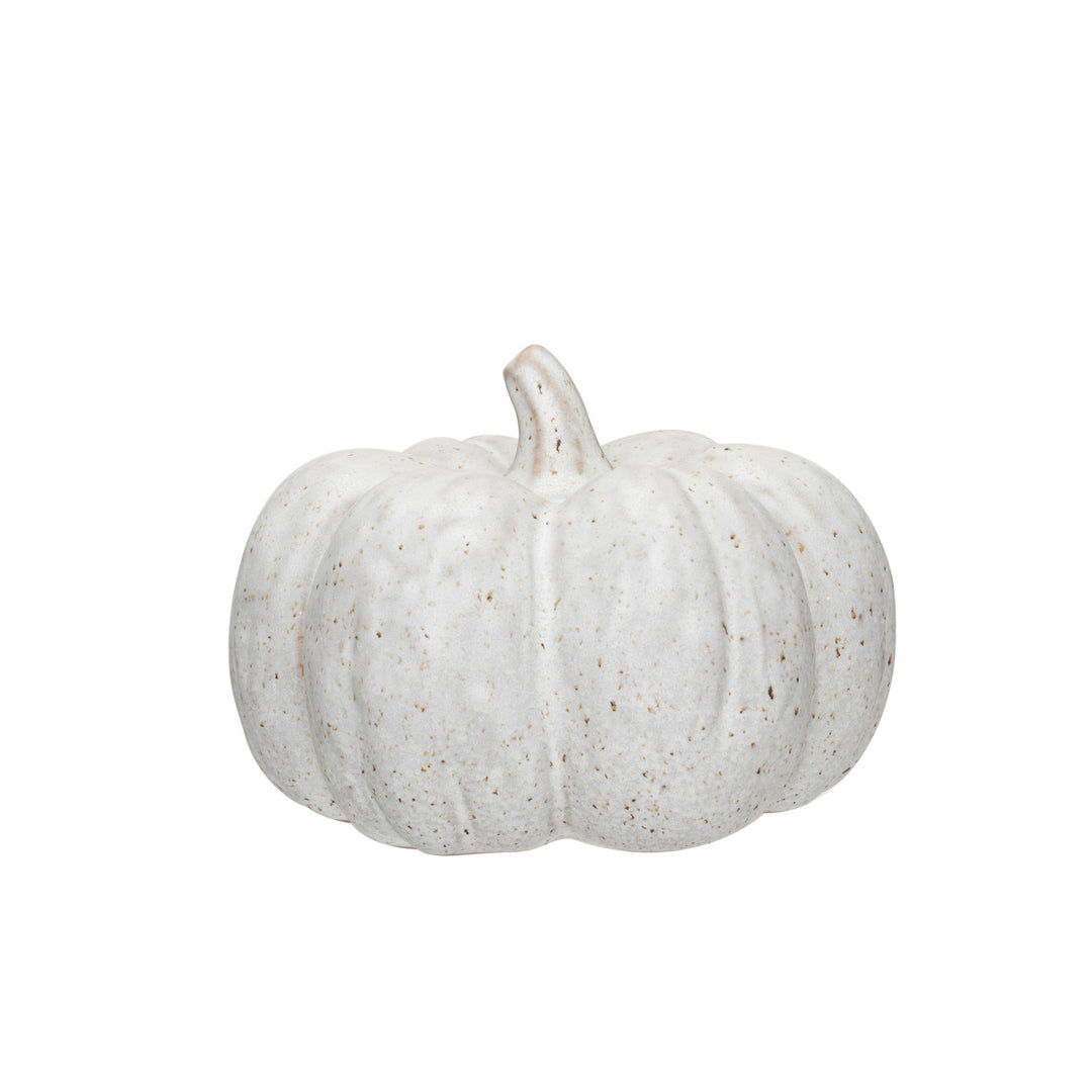 Stoneware Pumpkin with Reactive Glaze, Cream