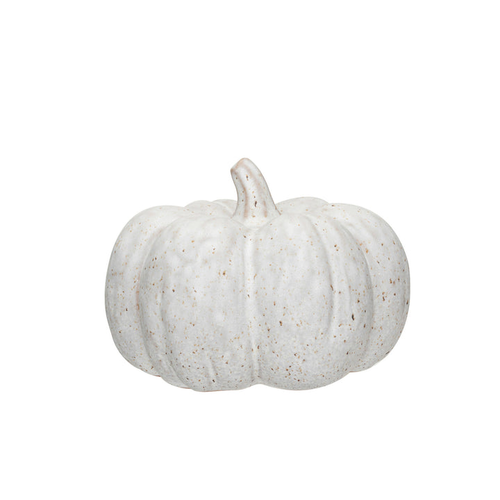 Stoneware Pumpkin with Reactive Glaze, Cream