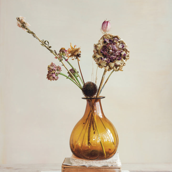 Amber Hand-Blown Glass Vase