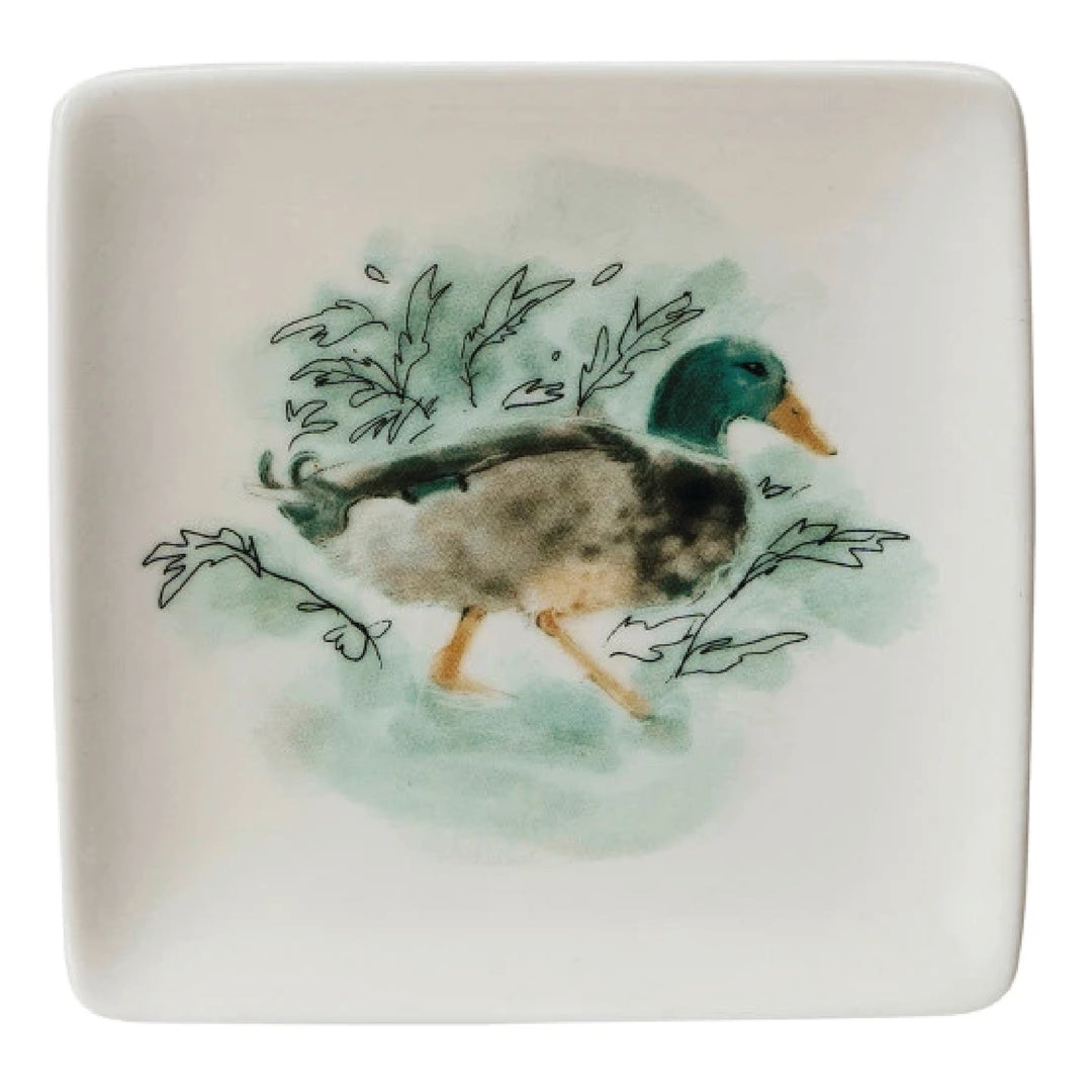 Watercolor Animal Stoneware Dish, 4" x 4"