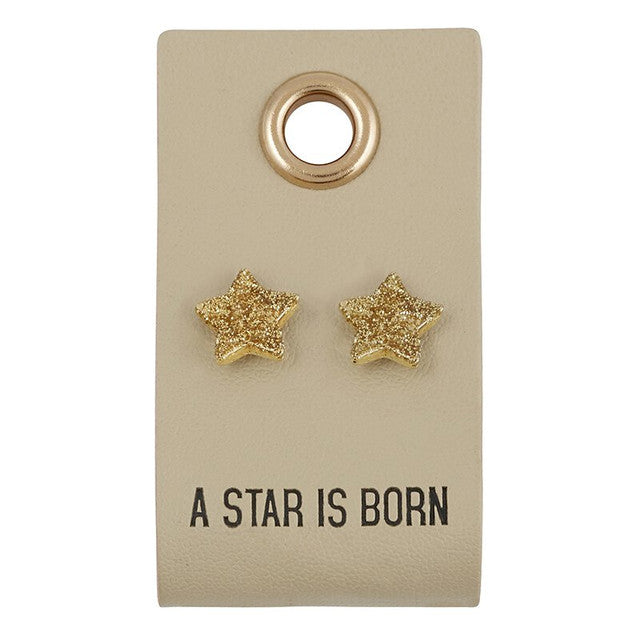 "A Star Is Born" Star Earrings Leather Gift Tag