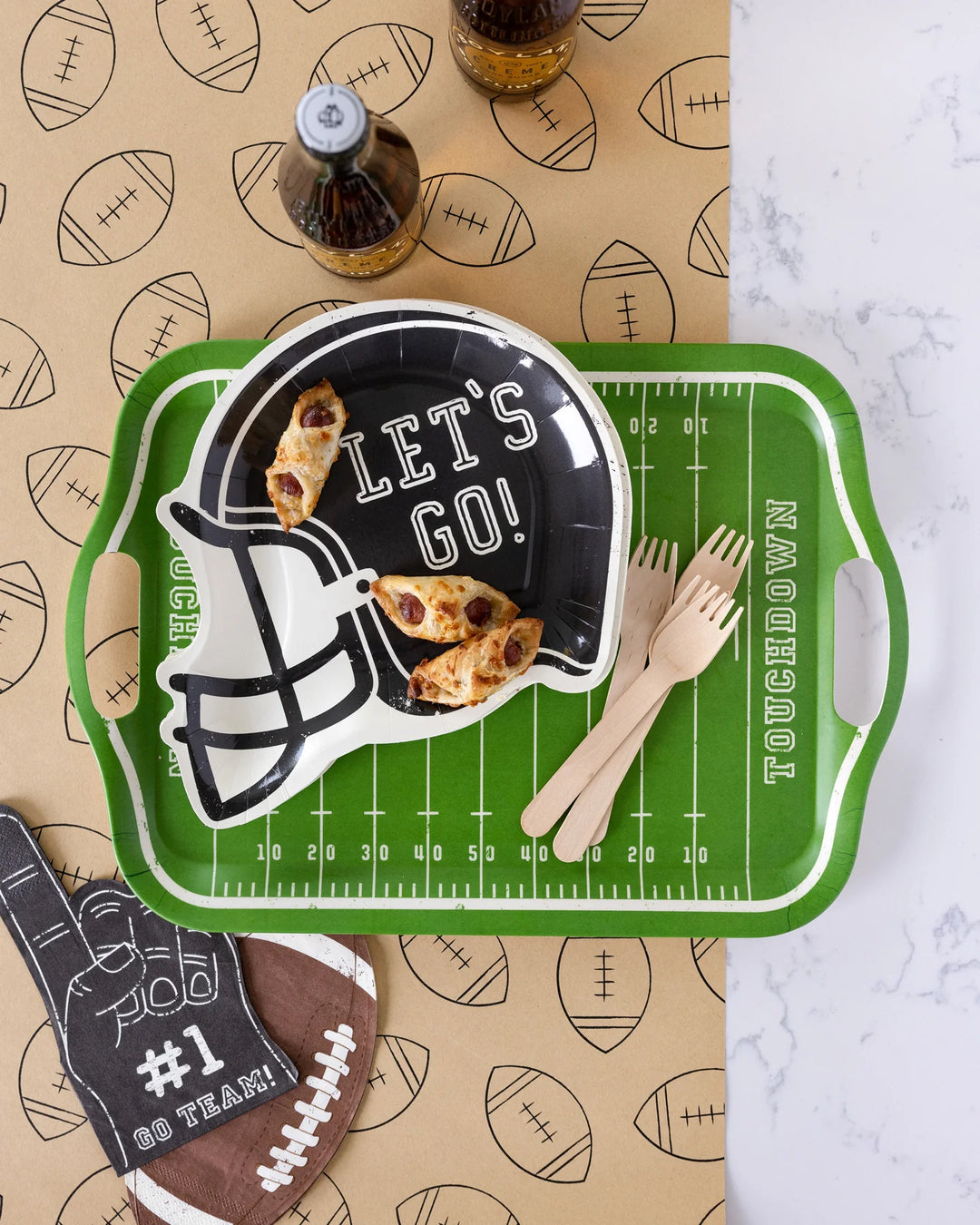 Football Field Reusable Bamboo Tray