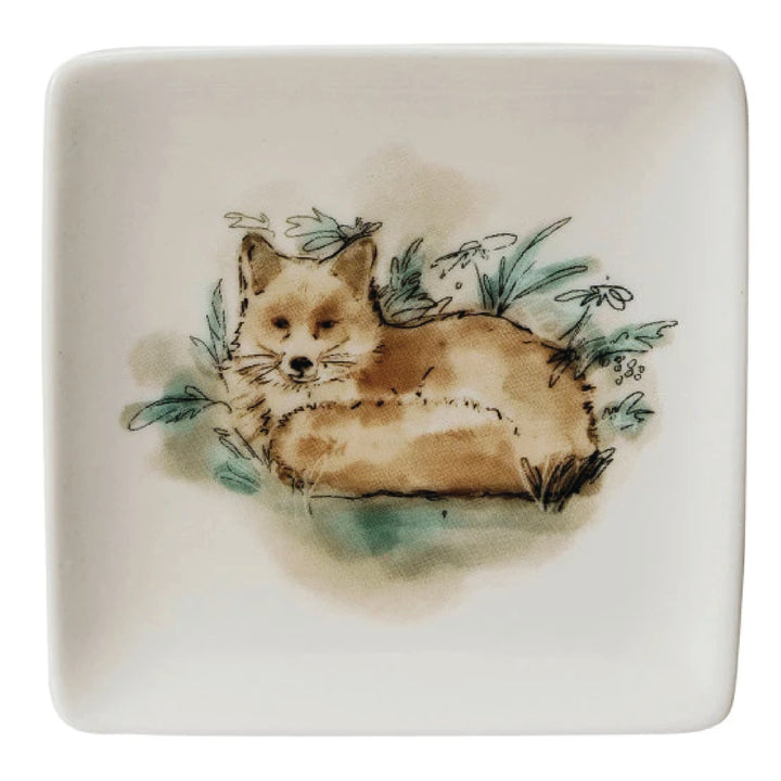 Watercolor Animal Stoneware Dish, 4" x 4"