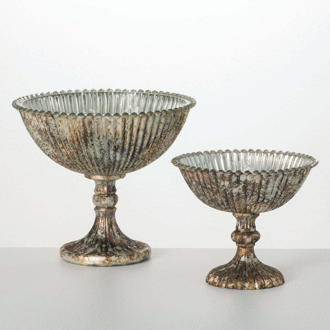 Mercury Glass Pedestal Vase, SM