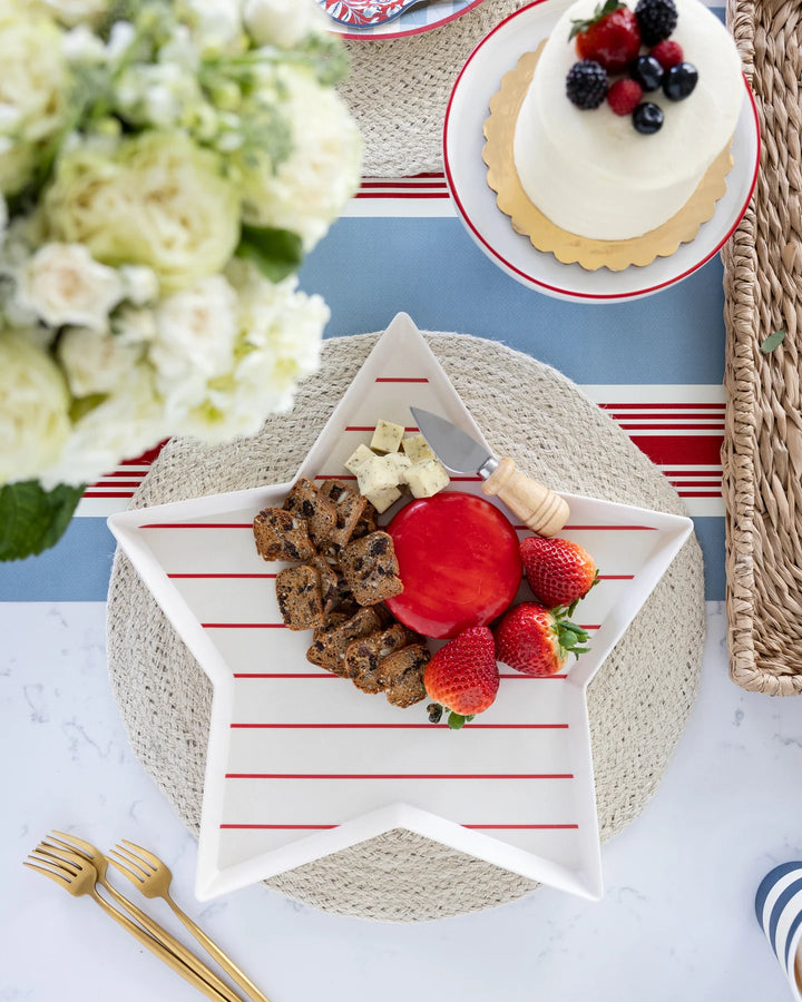 Star Shaped Red Stripe Reusable Bamboo Tray