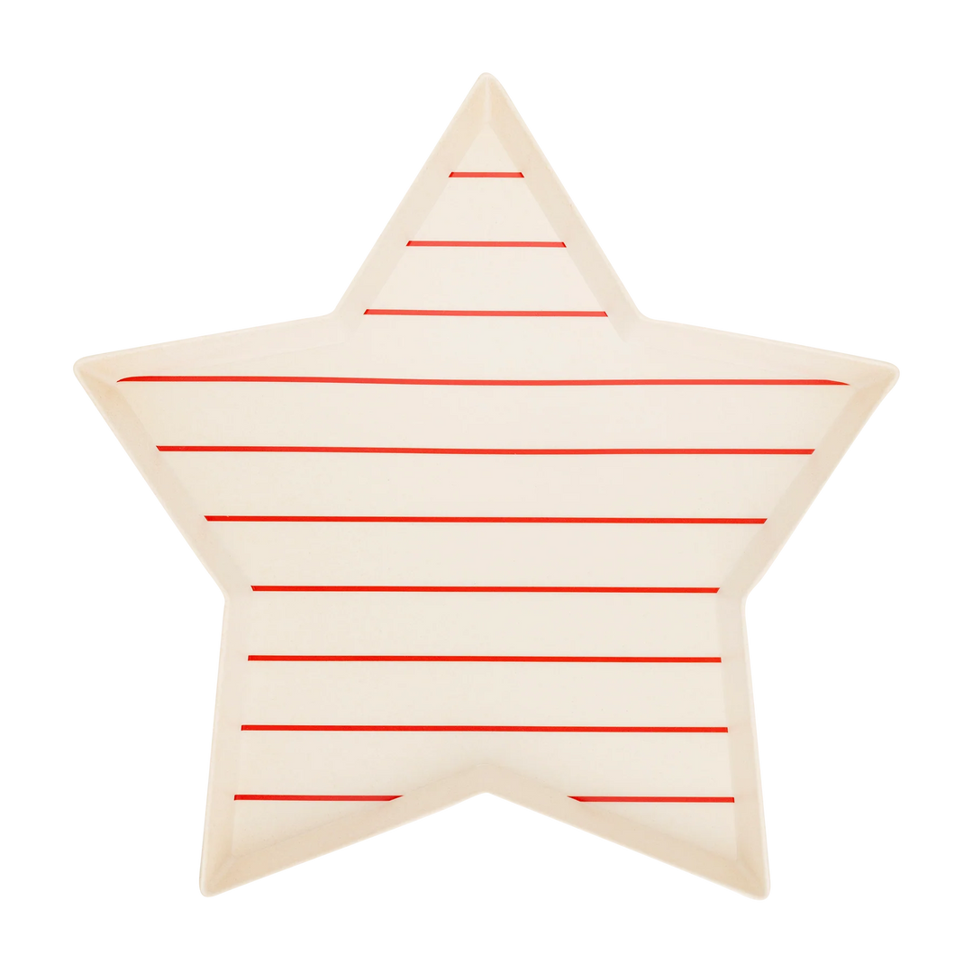 Star Shaped Red Stripe Reusable Bamboo Tray