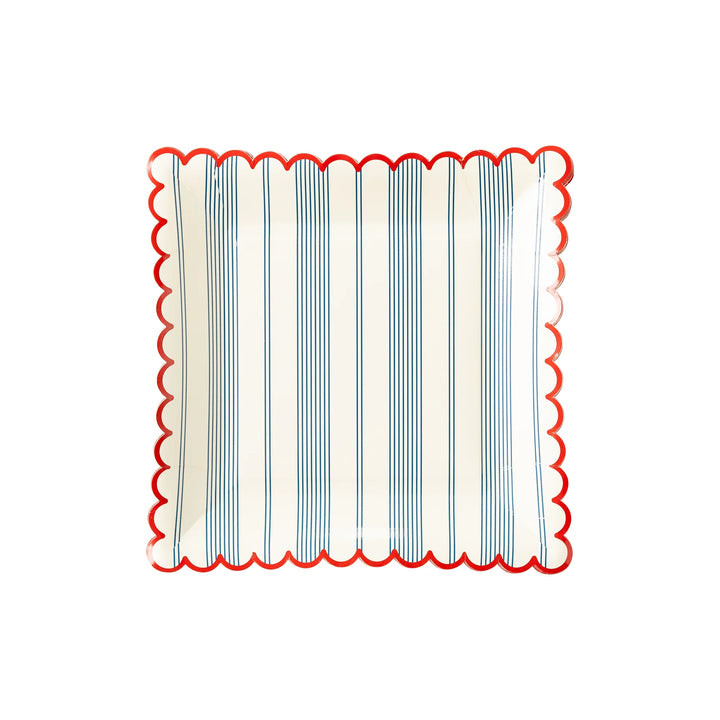 Striped Scallop Plates, 9" 8 pc