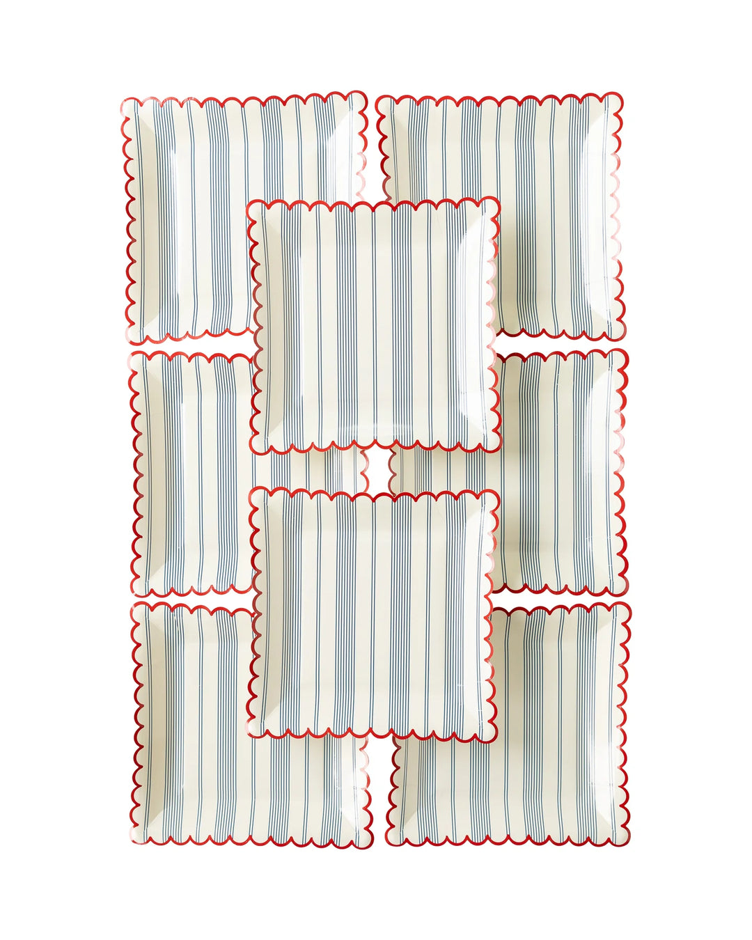 Striped Scallop Plates, 9" 8 pc