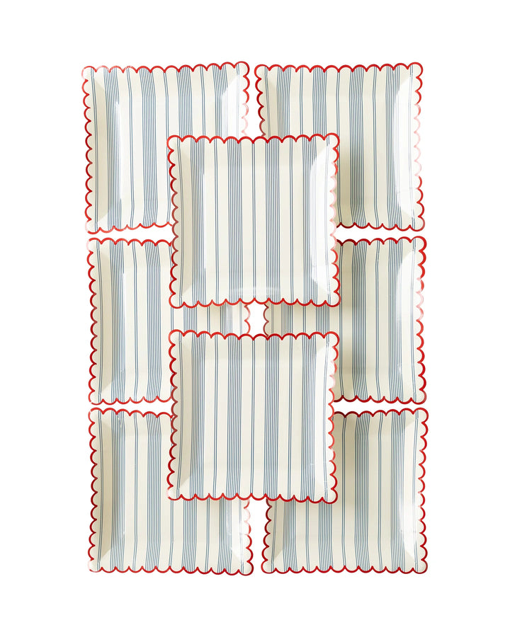 Striped Scallop Plates, 9" 8 pc