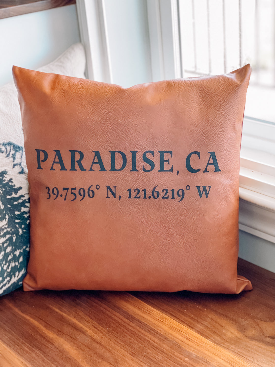 Custom Destination Throw Pillow with Coordinates 15x15